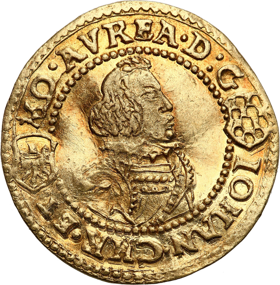 Śląsk. Księstwo Legnicko-Brzesko-Wołowskie. Jan Chrystian i Jerzy Rudolf (1602-1621). Dukat 1610, Złoty Stok - PIĘKNY